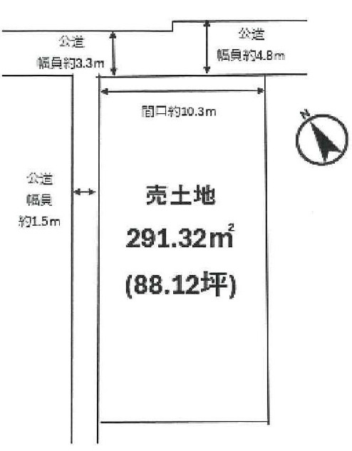 高砂市中筋4丁目　土地　の土地図|敷地約88坪です。