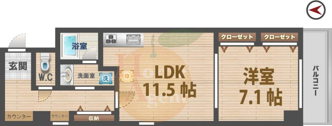 【間取り】 | RESIDENCE　SATSUMA | 1LDKのお部屋です。