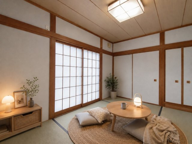 ◆リフォーム済み◆南庭付き◆敷地６２坪◆エコキュート搭載オール電化◆駐車３台可能◆宇治田原町緑苑坂の和室|１階和室（家具家電照明の設置イメージ画像）