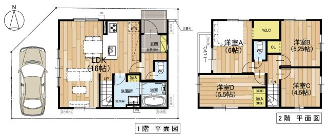 【間取り】 | 八尾市沼3丁目 | 2階建て♪【全洋室4LDK＋駐車スペース】食洗機・浴室乾燥機完備☆ウォークインクロークあり♪ZEH水準省エネ住宅です☆