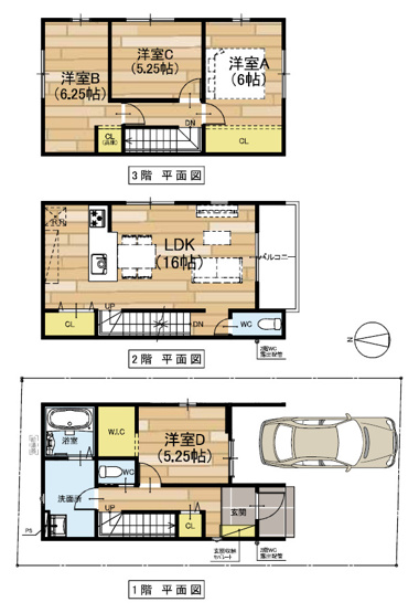 【間取り】 | 東大阪市南上小阪　【2号地/全2区画】 | 【2号地：全洋室4LDK＋車庫】ZEH水準省エネ住宅☆食洗機・浴室乾燥機完備☆フラット35S利用可能です♪