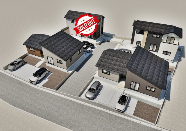 新築戸建・新築建売　二本松市油井1期　油井小・安達中の外観パース|全体完成予想図