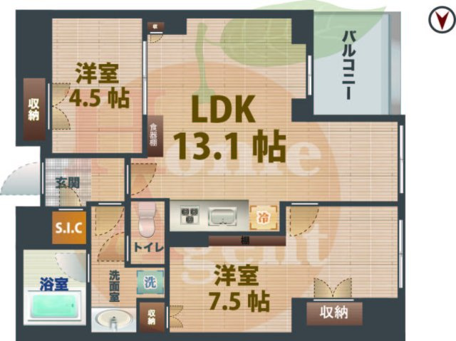 【間取り】 | パークハウス東中野リヴゴーシュ | 2LDKのお部屋です。