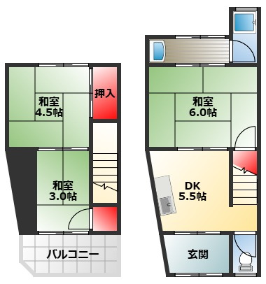【間取り】 | 春木旭町テラスハウス