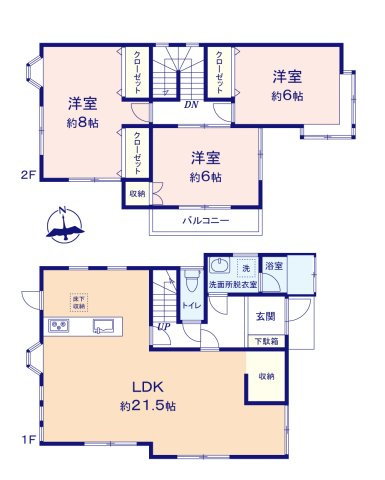 ふじみ野市谷田２丁目の中古一戸建の間取り|全居室南向きで明るい住空間♪
出窓のある居室は奥行を感じられ開放的です。