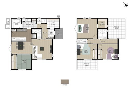 仲介手数料不要　タマタウン下硯川IC南【西里小・北部中】の間取り