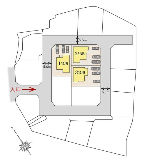 仲介手数料不要　タマタウン下硯川IC南【西里小・北部中】の区画図