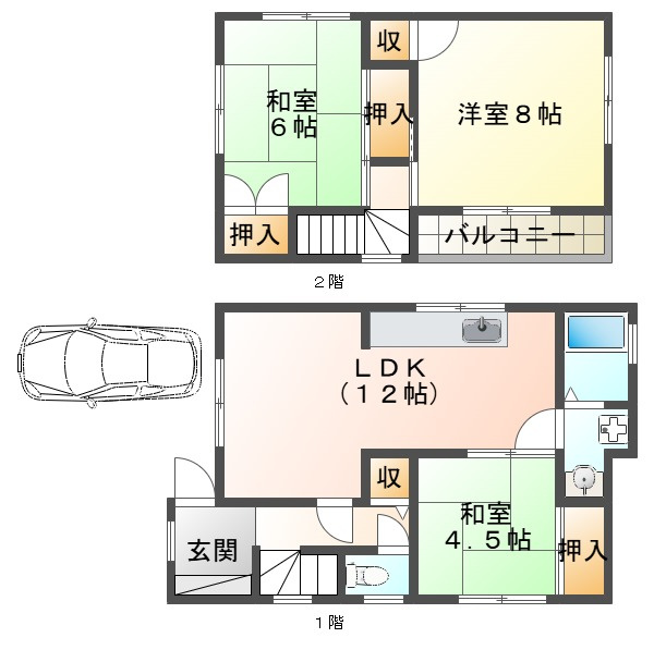 下畑町貸家の間取り