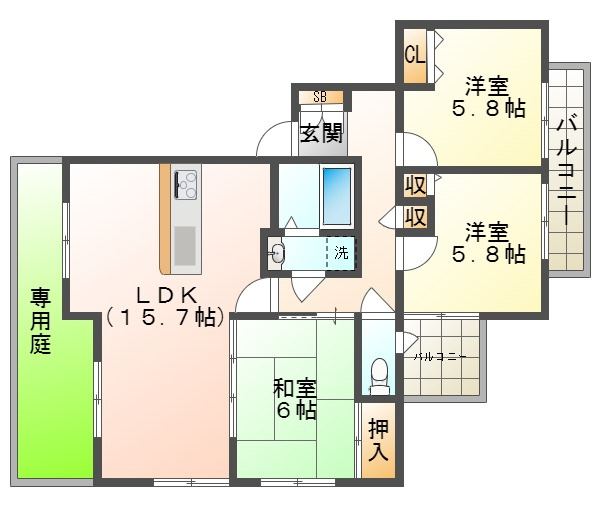 モンセーヌ西神南6号棟の間取り