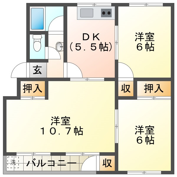 神陵台西住宅62号棟の間取り