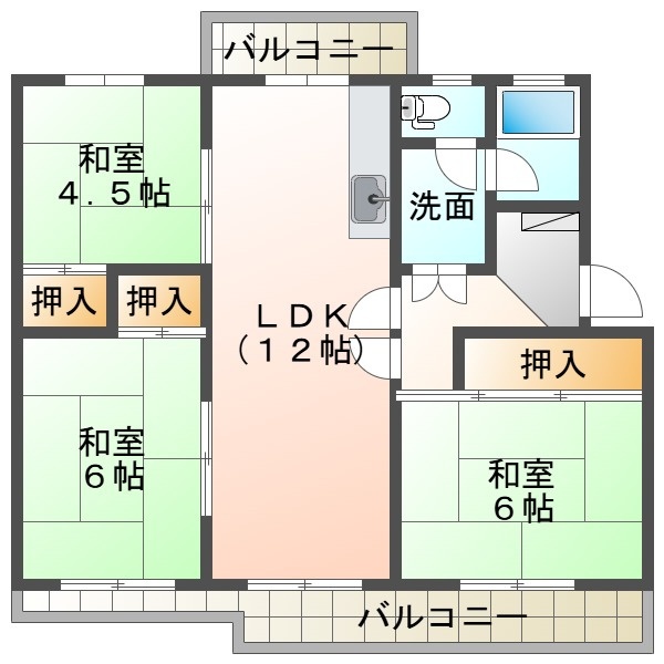 新多聞第3住宅211号棟の間取り