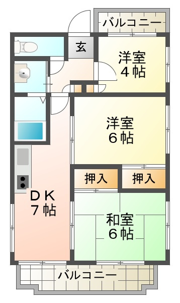 ハイツべルビュウの間取り