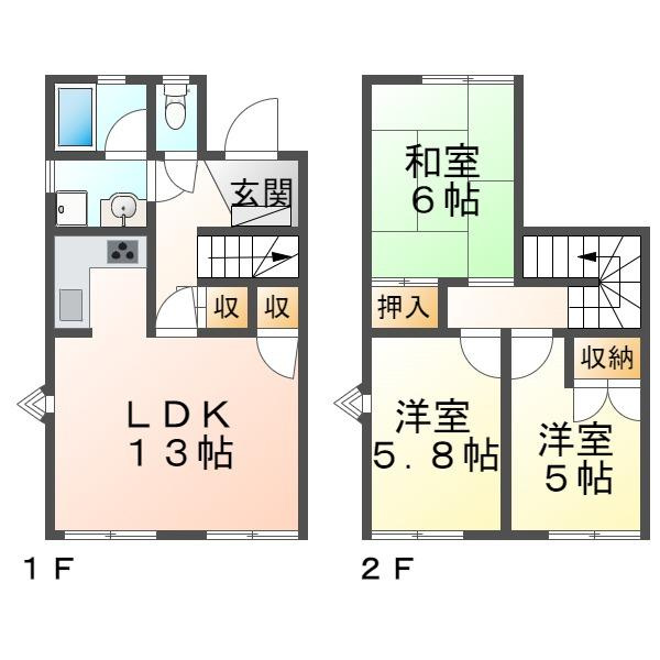 タウンハウス北別府1の間取り