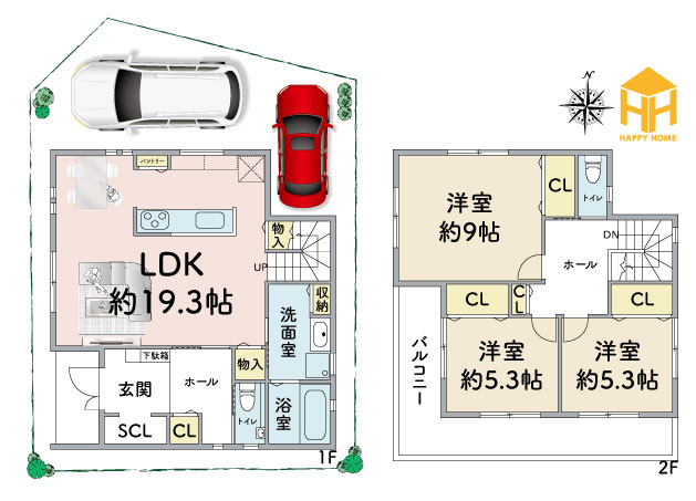 SPITI稲葉荘4丁目条件付き売土地の土地図＋建物プラン例|【建物プラン例】
建物価格1980万円、建物面積102.06㎡