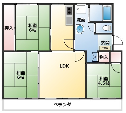 ジョイライフ後田の間取り|広々とした3LDKの間取りです