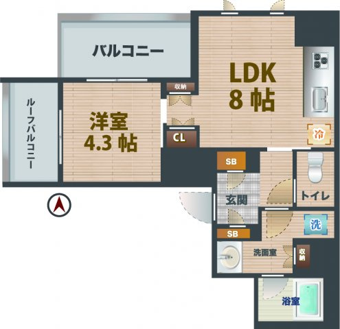 【間取り】 | Brillia中野 | 1LDKのお部屋です。