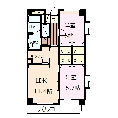 熊本市南区平田２丁目の賃貸マンションの間取り