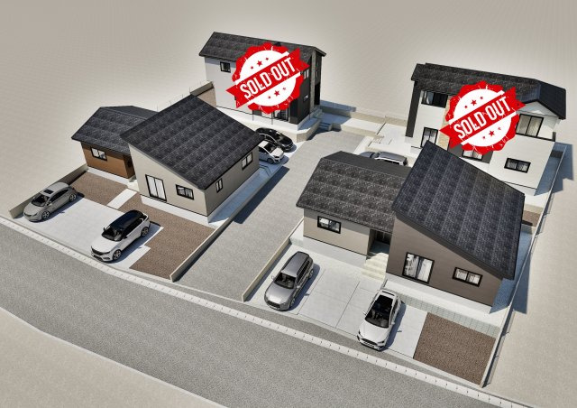 新築戸建・新築建売　二本松市油井1期　油井小・安達中の外観パース|全体完成予想図
