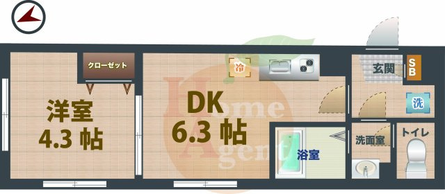 【間取り】 | ヴェルディア中野南台 | 1DKのお部屋です。