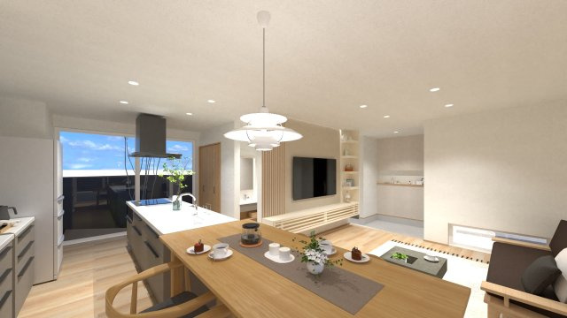 倉敷市福田町古新田の外観パース|内観パースです