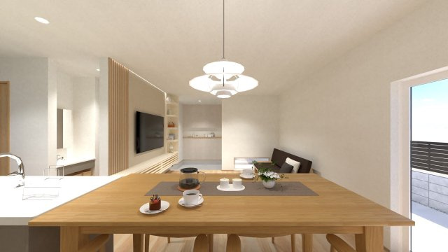 倉敷市福田町古新田の外観パース|内観パースです