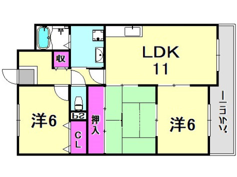 パラシオン武庫之荘の間取り