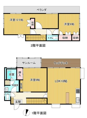 伊豆急一碧台　陽当たりの良いお庭で菜園可能な3LDK　1680万円の間取り|南向きで陽当り良好です