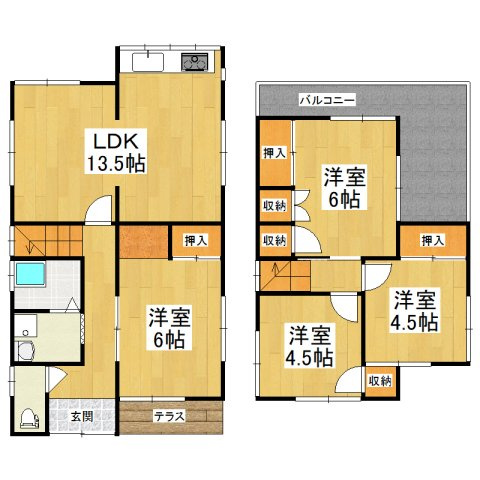 【間取り】 | 富田林市伏山3丁目戸建