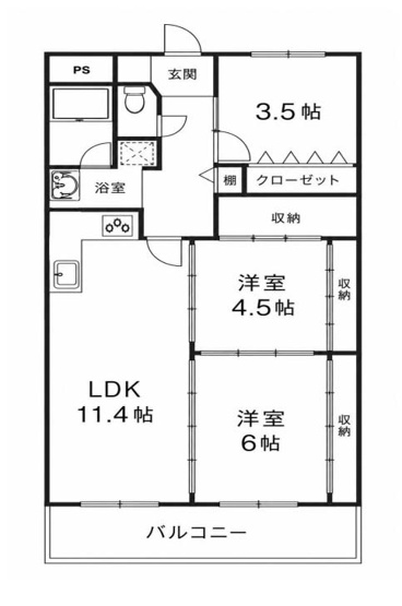 【間取り】 | ルネ藤の森 | 専有面積55.66㎡