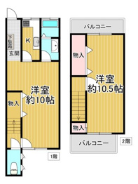 上田中町3-39テラスハウスの間取り