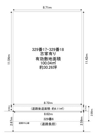 【南向き整形地・有効30坪】上京区七番町／間口8.72m・条件なしの土地図