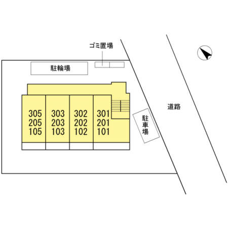 多摩市馬引沢１丁目のアパートの区画図