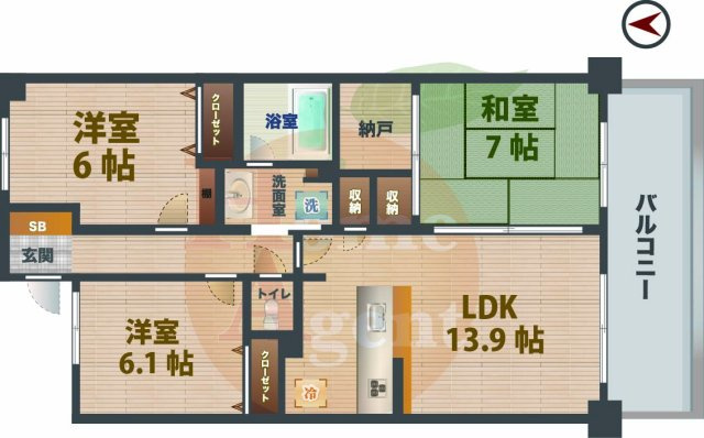 【間取り】 | アソシエール野方 | 3LDKのお部屋。