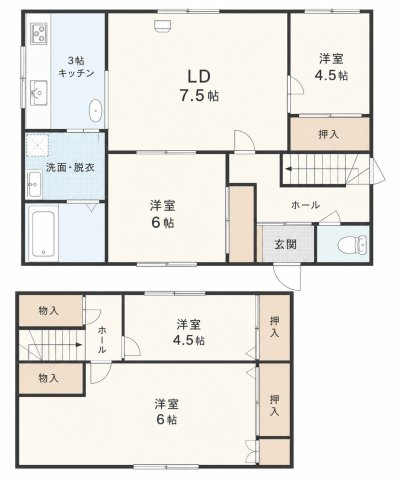 網走市潮見11丁目5番8号中古住宅の間取り