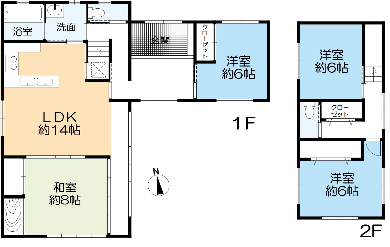 城北新町1丁目戸建ての間取り