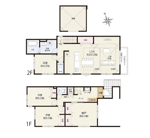 足立区東六月町新築戸建て【限定1棟】の間取り|20帖LDKと吹抜けが、家族の毎日に開放感と笑顔を届ける住まい。