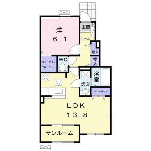 スリジエ　リアン　セカンド　Ｂの間取り|使い勝手の良い間取りです♪