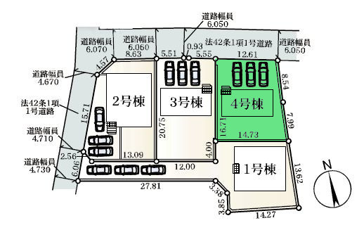 【区画図】 | クレイドルガーデン前橋市富士見町時沢第11ー④ | 敷地面積70坪！車は並列3台駐車可能！