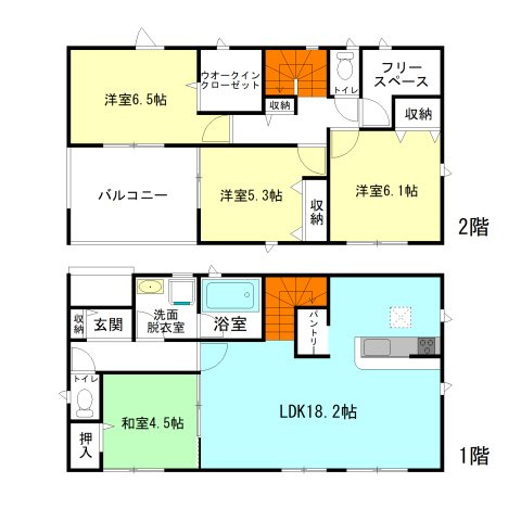 【間取り】 | クレイドルガーデン前橋市富士見町時沢第11ー④ | リビング横にはくつろぎ和室付き！
家族と自然に顔合わせできるリビングアクセス階段！