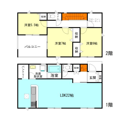 【間取り】 | クレイドルガーデン前橋市富士見町時沢第11ー③ | 全居室洋室仕様＋南向き！3LDK住宅登場です！
書斎やフリースペースなど用途多彩な納戸完備！