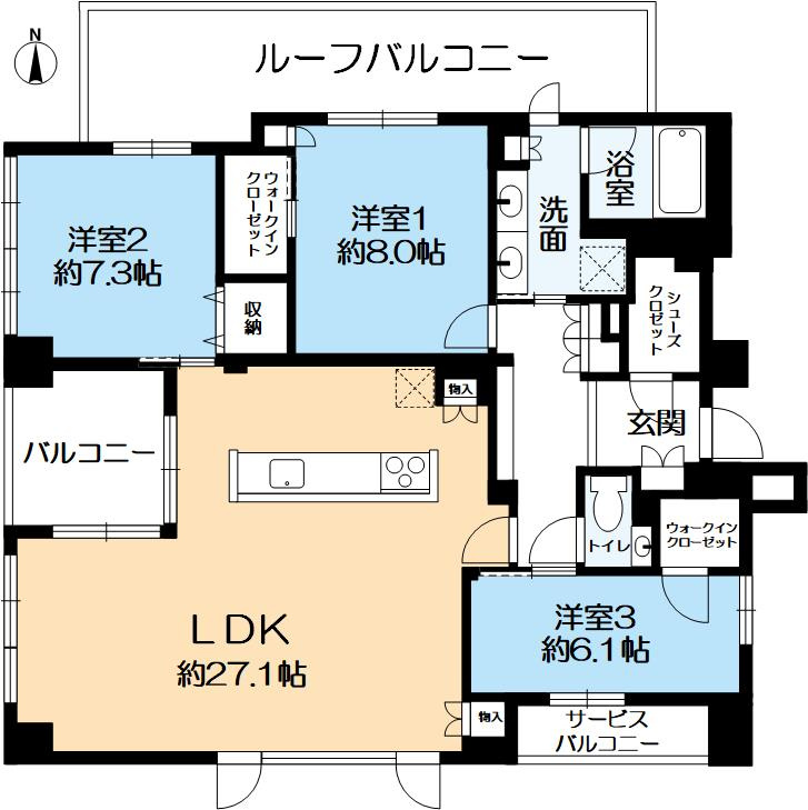 イニシア神戸森北町の間取り|3LDK、専有面積112.72㎡、価格9,800万円
