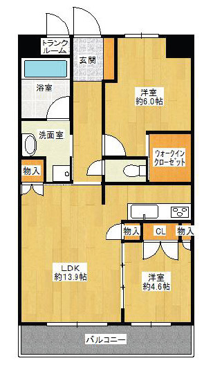 神戸市中央区磯上通３丁目の賃貸マンションの間取り