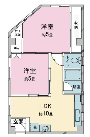 芦屋市大桝町の賃貸マンションの間取り