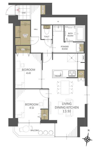 角部屋じゃないけど二面採光が良き◎そして1階がコンビニ！こりゃ家でのんびりな日も快適なんじゃない！？さ、お菓子買って映画でも見ちゃお♪な【リノベ／ライオンズマンション高砂】の間取り