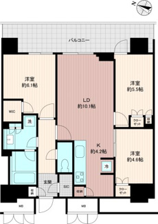 【間取り】 | パークコート麻布十番東京ザ タワー ノース | 【3LDK基本プラン】SICやWICなど豊富な収納スペースを備えた快適設計。柱の張り出しが少ないアウトフレーム工法を採用しており、家具配置がしやすく、お部屋を隅々まで有効活用できます。