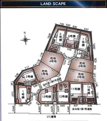 町田市薬師台第1　新築全13棟の区画図