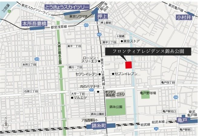フロンティアレジデンス錦糸公園の地図