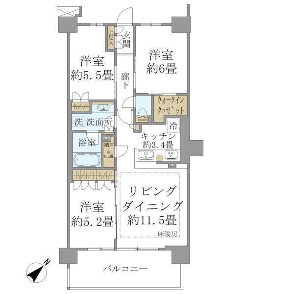 ＢｒｉｌｌｉａＣｉｔｙ　石神井公園　ＡＴＬＡＳ　　６号棟の間取り