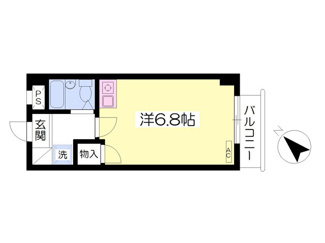 20.1㎡　洋室6.8帖のワンルーム！