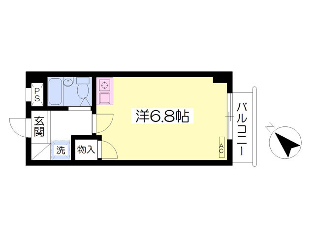 20.1㎡　洋室6.8帖のワンルーム！